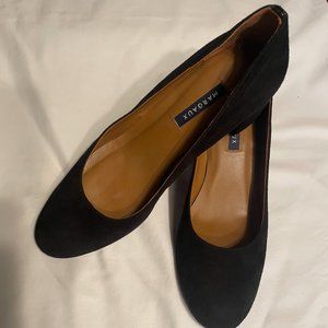 Margaux "The Heel" Suede Black Block Heels, Size 41.5 (US 11)